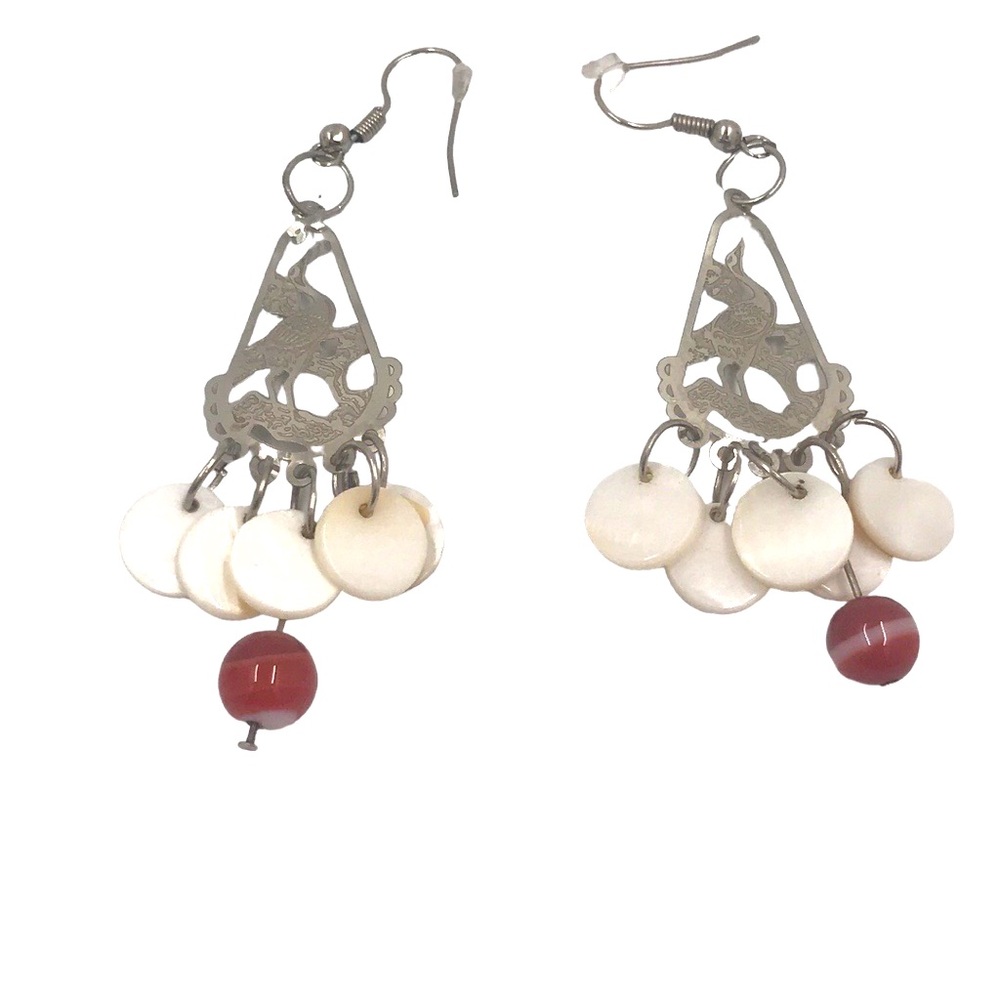 Crane Silver Tone Dangling Earrings - image 1